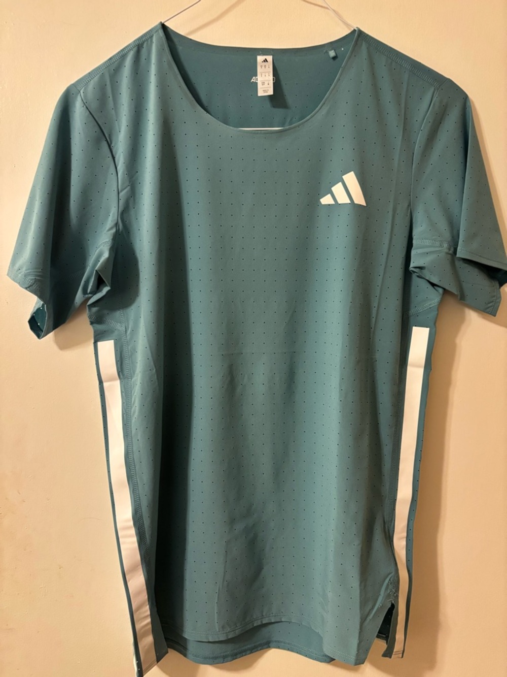 Adidas Adizero Dark Teal Performance Tee with White Logo